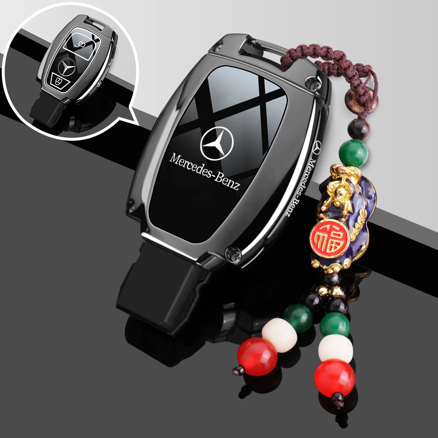 Ключевой браслет для Mercedes C-класса с глянцевым металлическим логотипом и фениксом креплением