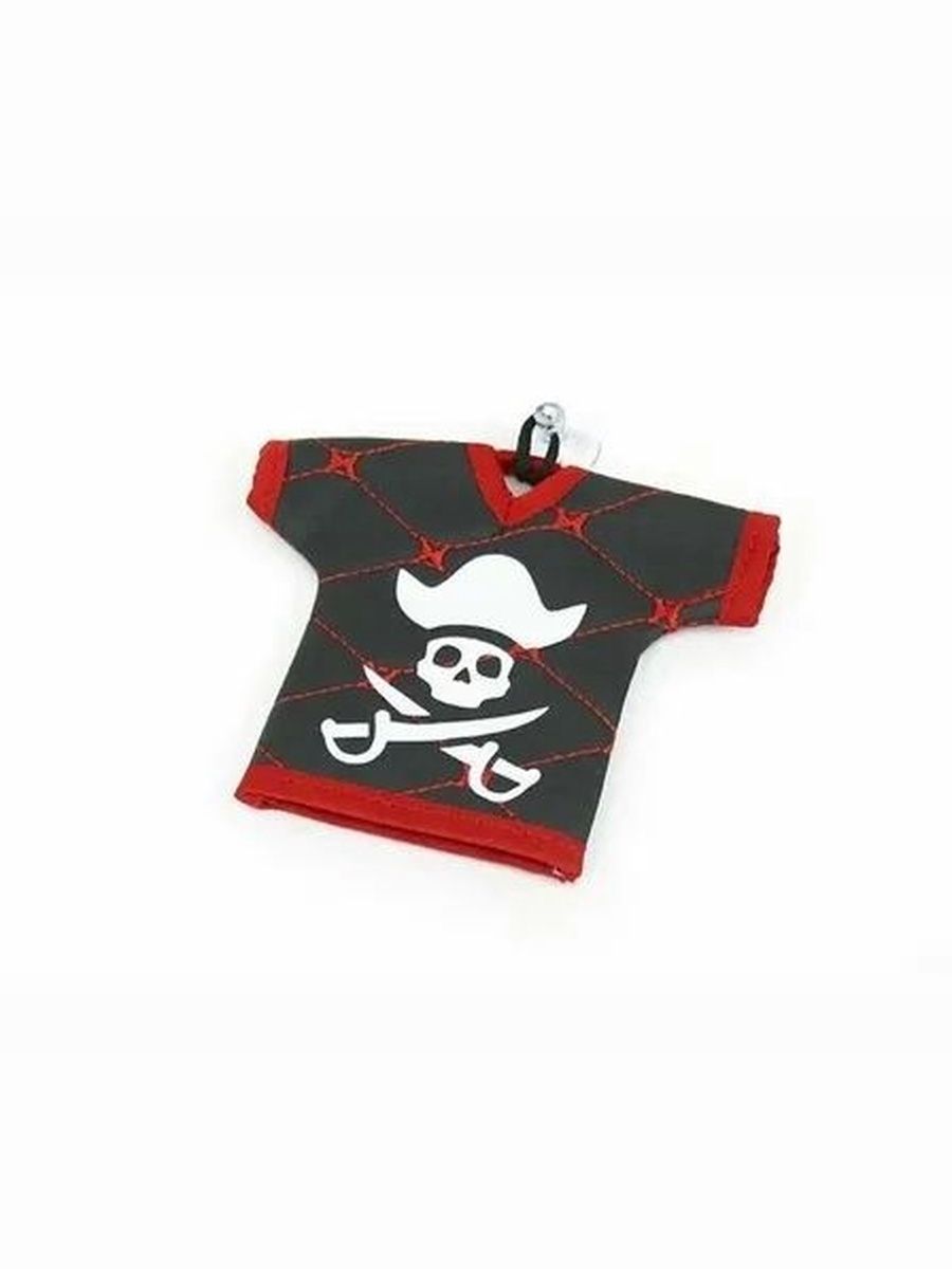 Вымпел рубашка экокожа с рисунком PIRATES (черный + красная окантовка); Газелист52