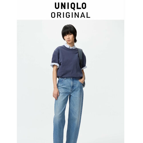 фото Джинсы багги uniqlo baggy jeans, размер 44, светло-синий