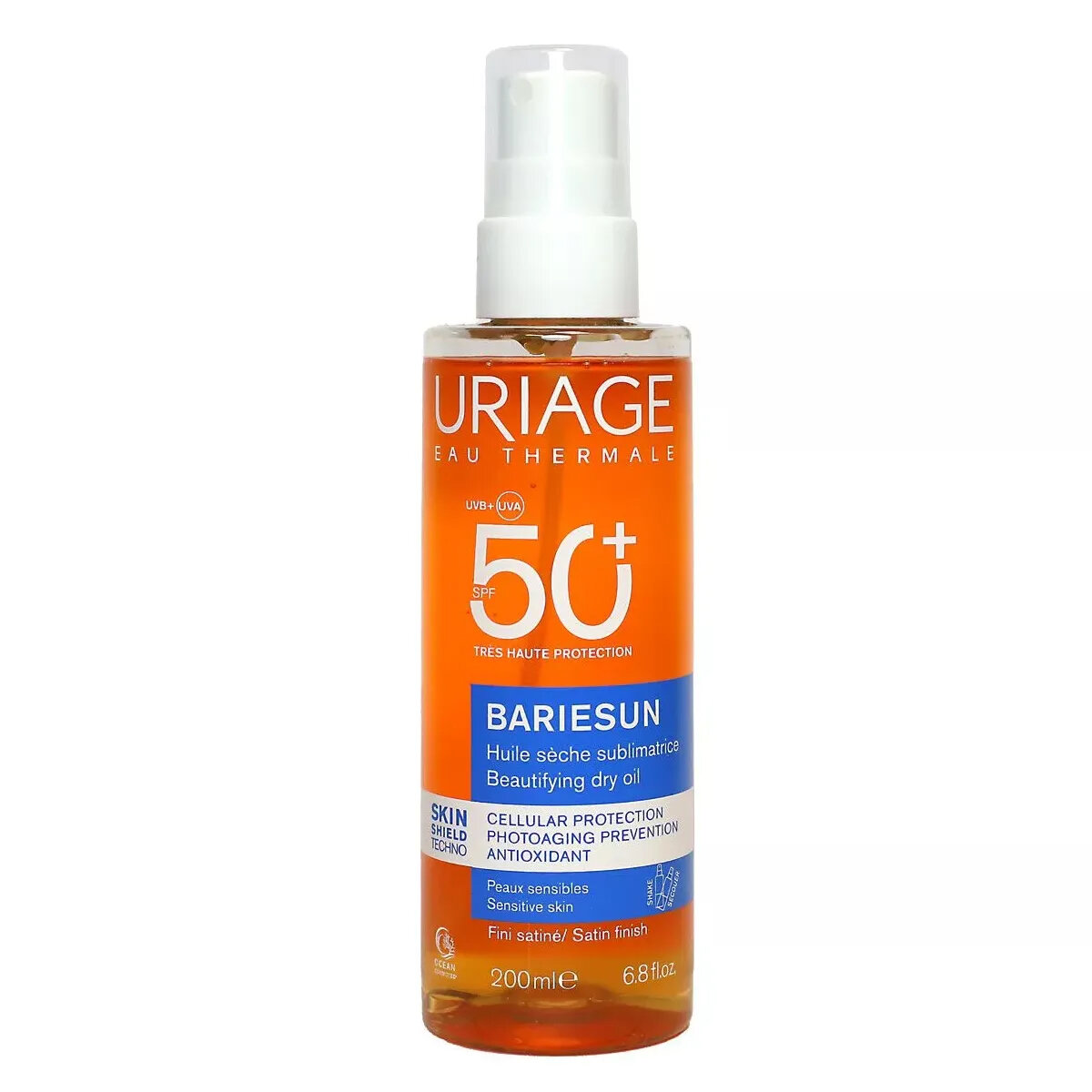 Uriage Солнцезащитное сухое масло-спрей для лица и волос Bariesun Huile Seche SPF50+ 200мл — фото 1