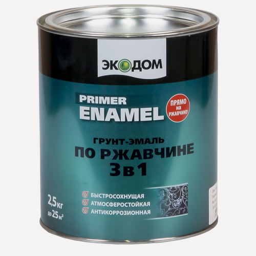 Изображение товара Грунт-эмаль по ржавчине 3в1 экодом (RAL 9010 белый / 2.2кг)