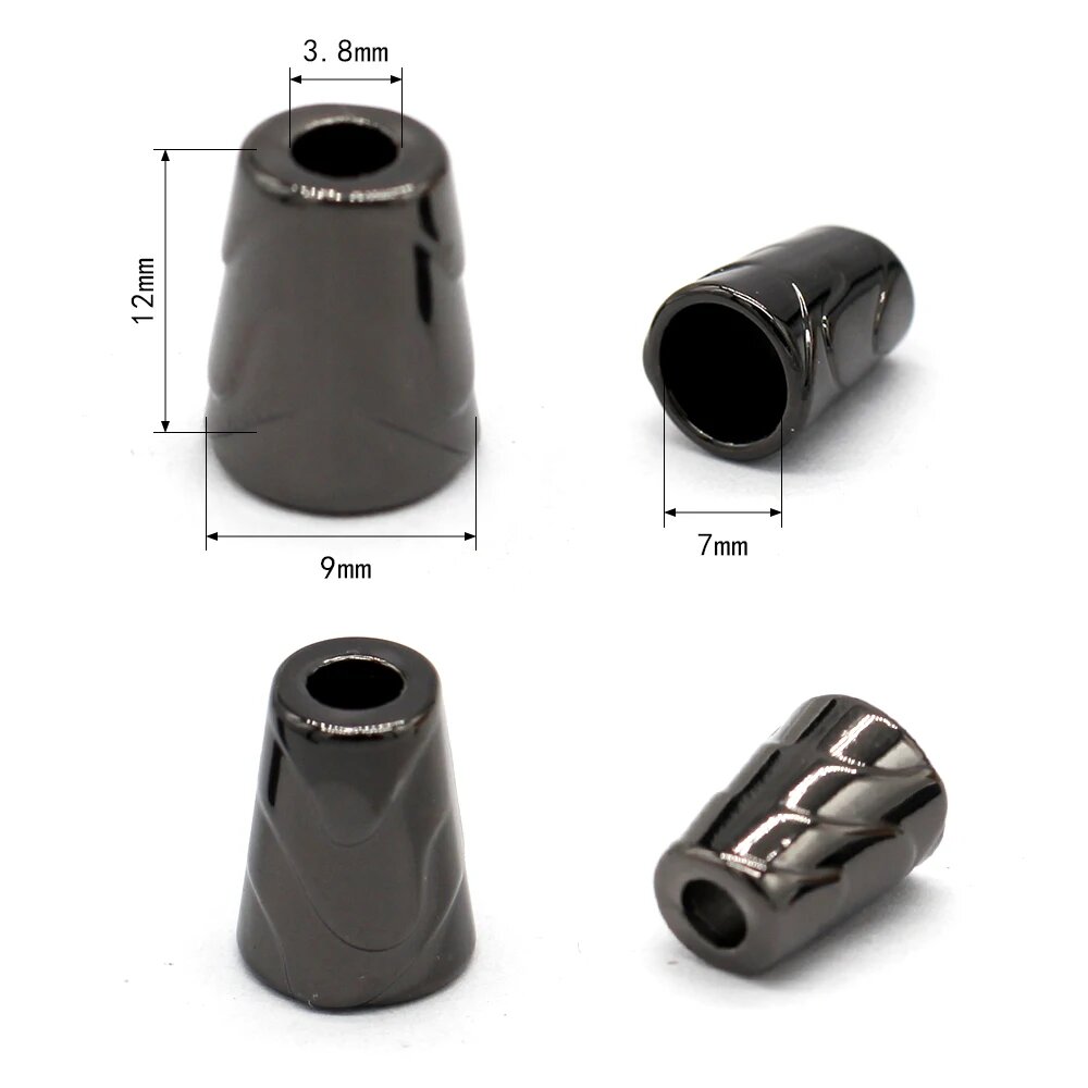 Металлические концы шнура HENGC 10 шт. Черный, Light Black