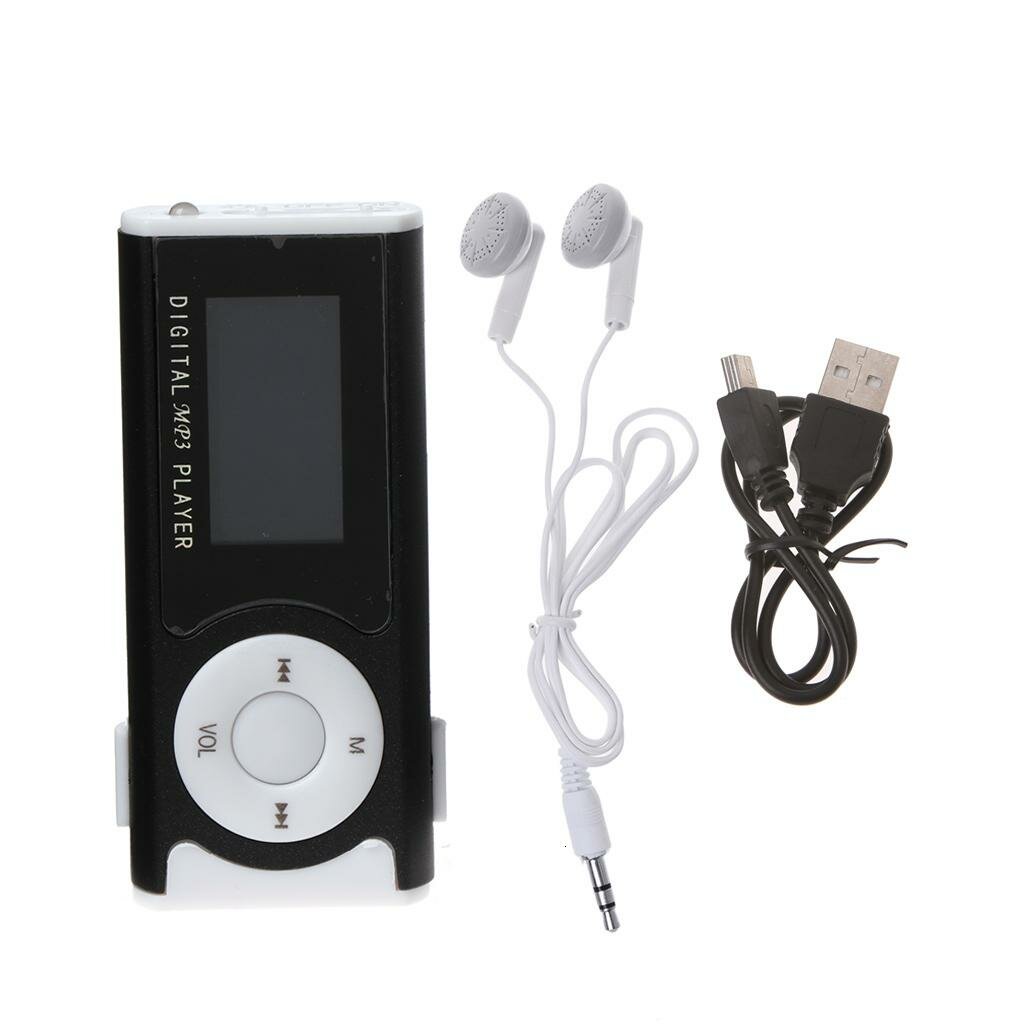 Мини-USB MP3 плеер с алюминиевым корпусом, LCD экраном и TF картой, Черный
