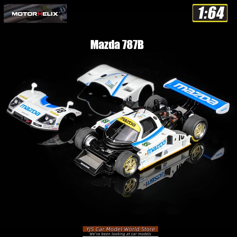 Статическая модель автомобиля Motorhelix MH 1:64 Mazda 787B Alfa Romeo 8C MX-5 787B Blue White