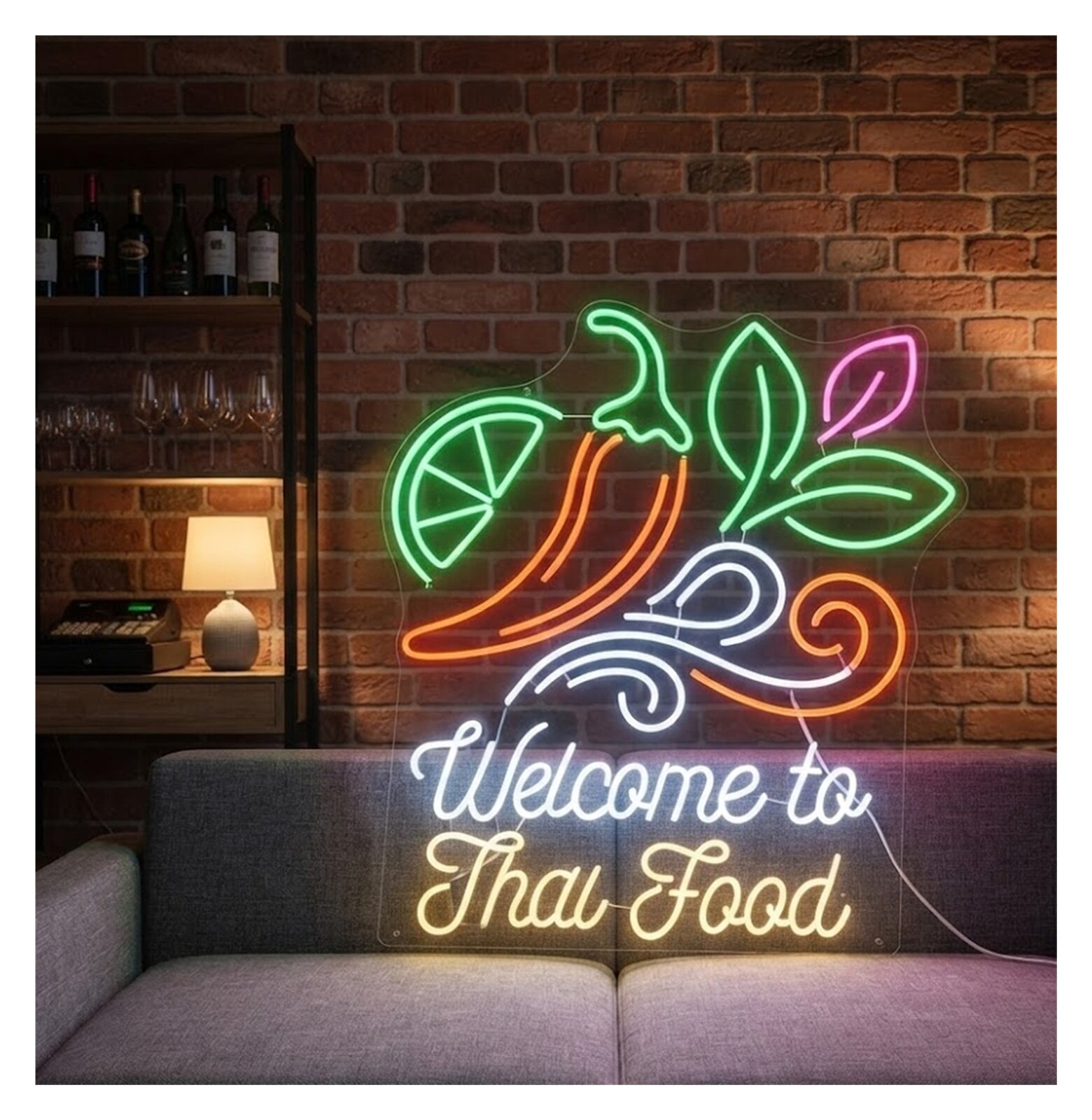 Неоновая вывеска "Welcome to Thai Food"55cm