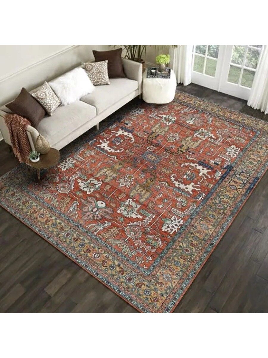 Ковер безворсовый 140x200 см геометрический желтый, черный матовый
