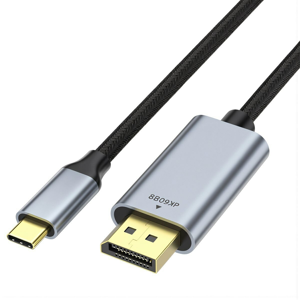 Аксессуар для подключения дисплея кабель Type-C на DisplayPort 8K 60 Гц двусторонний 1.5 метра нейлоновая оплетка для офиса и дома