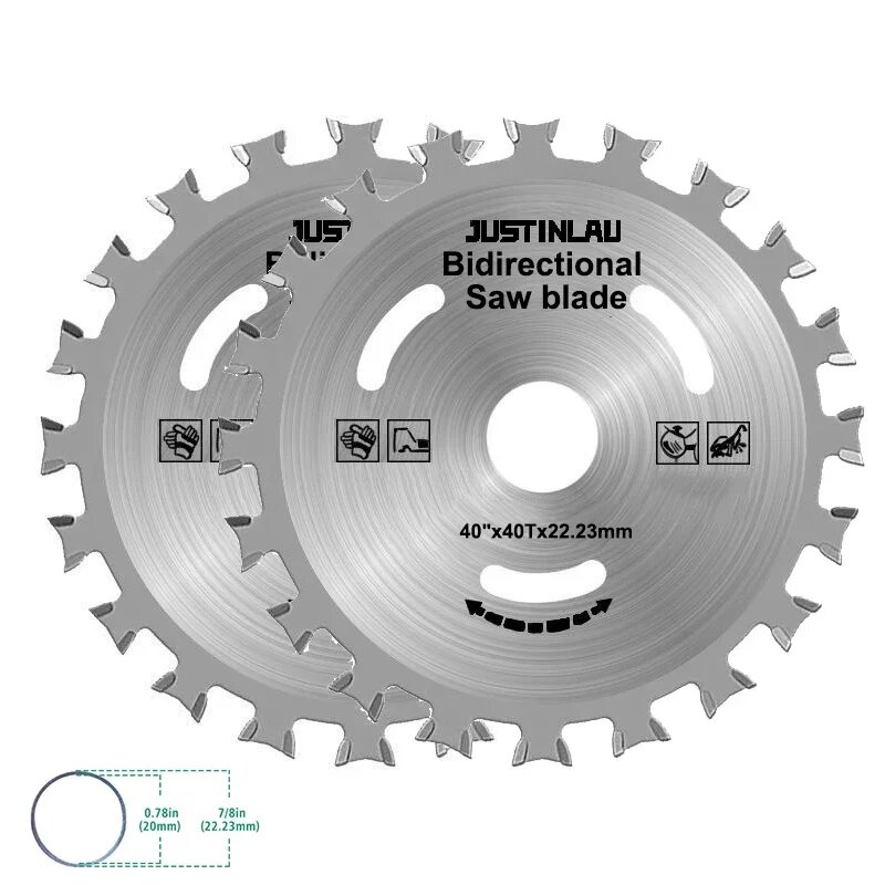 Двустороннее пильное полотно JUSTINLAU 40x40x22.3mm, 2pcs