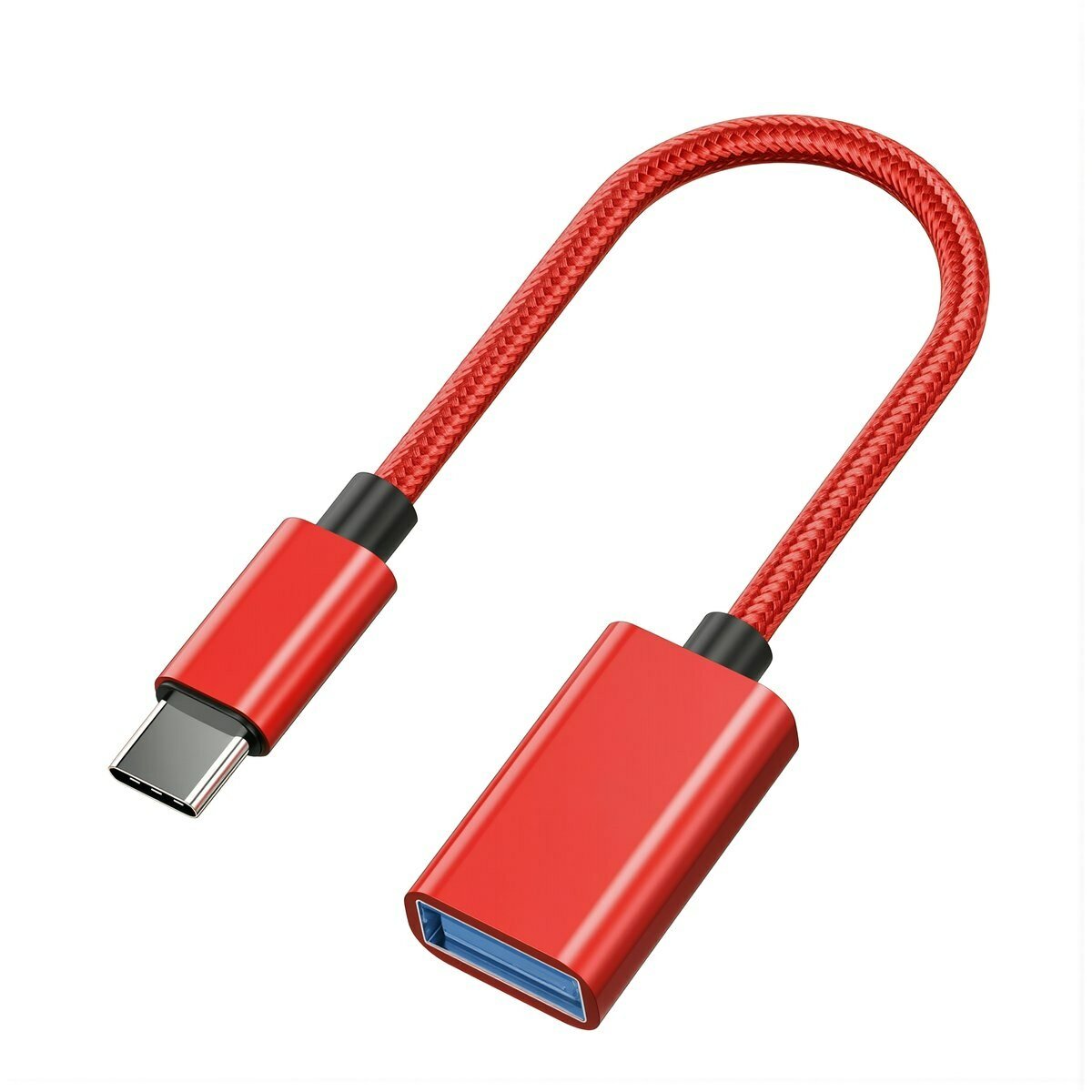 OTG кабель Type-C на тканевой оплетке для подключения USB флеш накопителя к смартфону передача данных высокая скорость