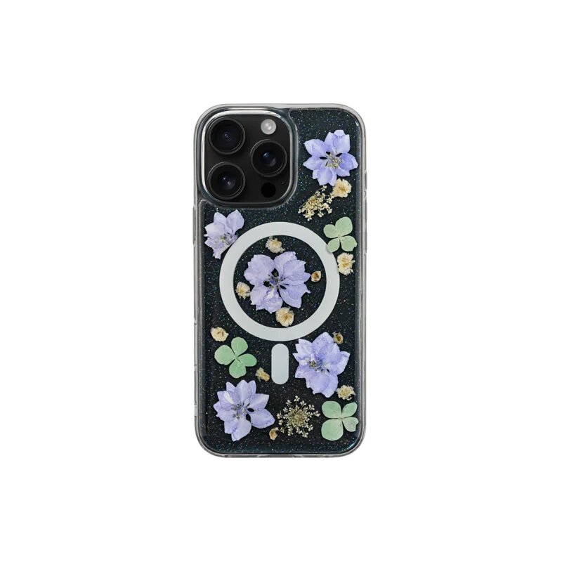 KZDOO Mag Flowers Магнитный противоударный чехол для Для iPhone 16 Про, Сиреневый, Lilac