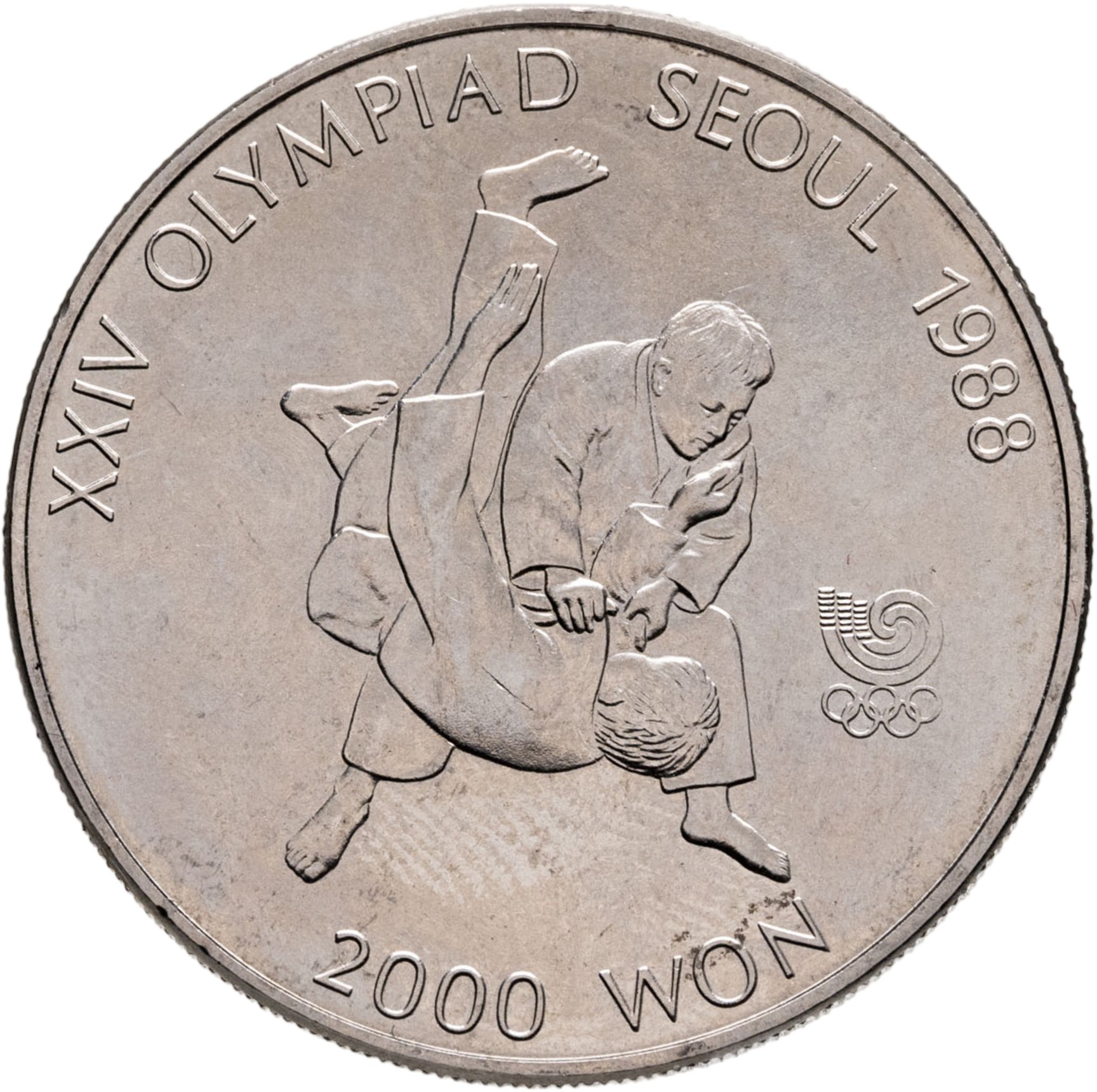 Южная Корея 2000 вон won 1987 "XXIV летние Олимпийские Игры, Сеул 1988 - Дзюдо", Никель, в сохранности UNC