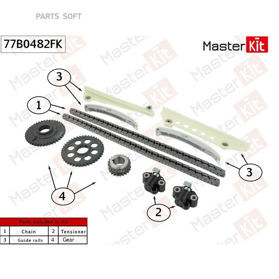 Комплект цепи ГРМ FORD Explorer (4.6) 77B0482FK от официального дистрибьютора, MASTERKIT, артикул 77B0482FK