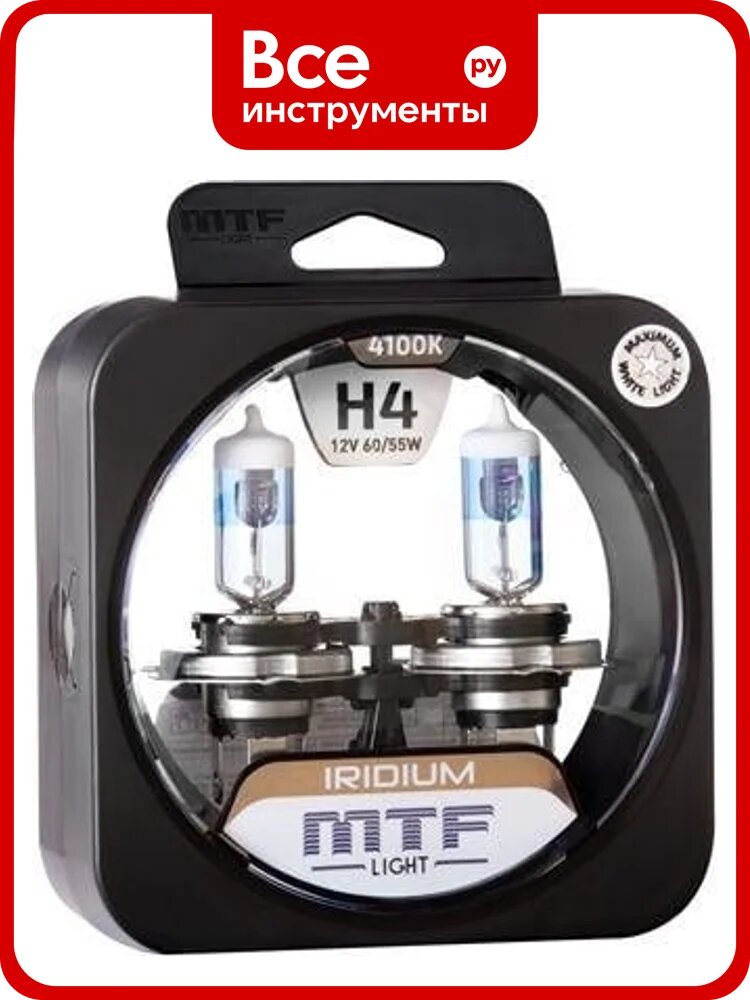 Галогенные автолампы MTF Light IRIDIUM H4, 12V, 60/55W, компл. HRD1204