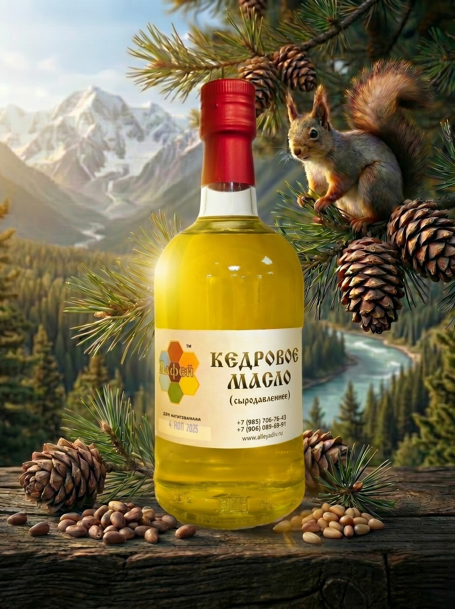Масло кедровое (холодный отжим) Алфей 500 мл.