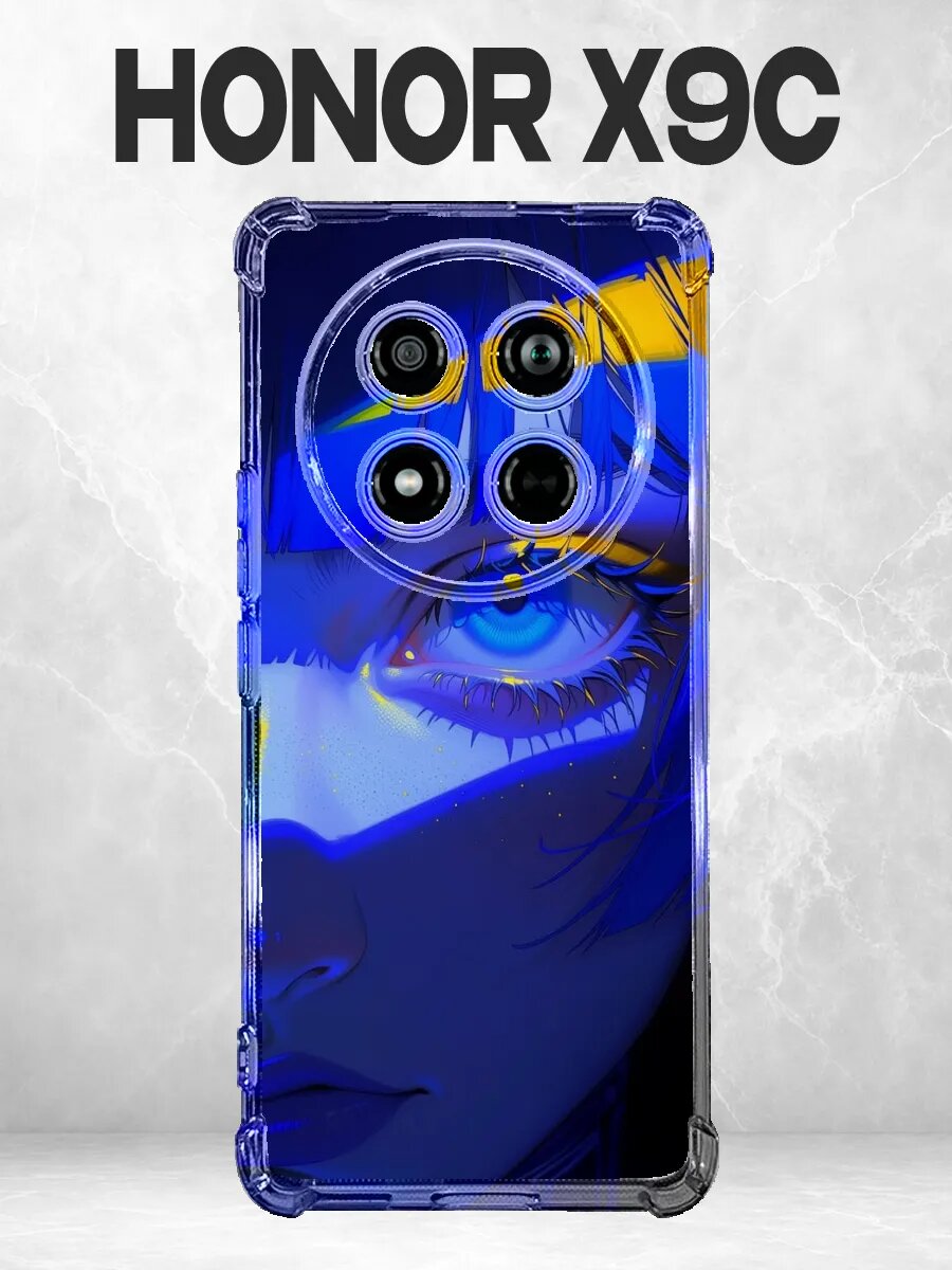 Чехол на Honor X9C с принтом Синий неоновый аниме глаз