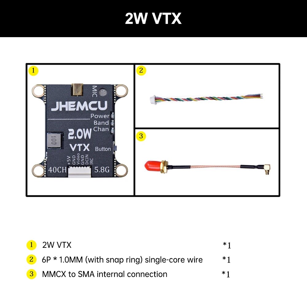 Видеопередатчик JHEMCU 2W 5.8G