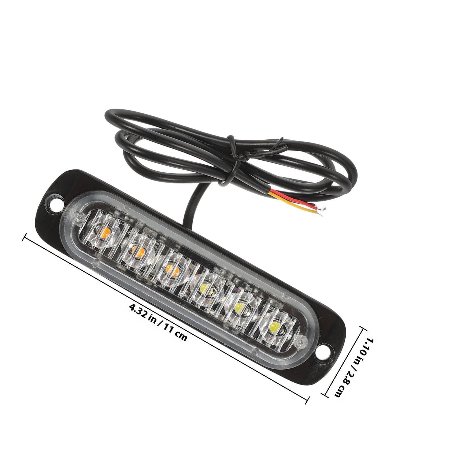Светодиодный Сигнальный Фонарь 18 Режимов 6 LED 11.00X2.80X1.50CM Для Автомобилей Мотоциклов И Грузовиков