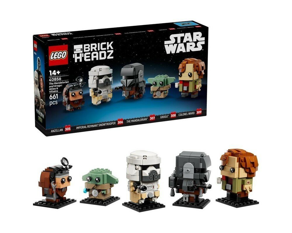Конструктор LEGO BrickHeadz 40856 Мандалорец и Грогу: союзники и злодеи