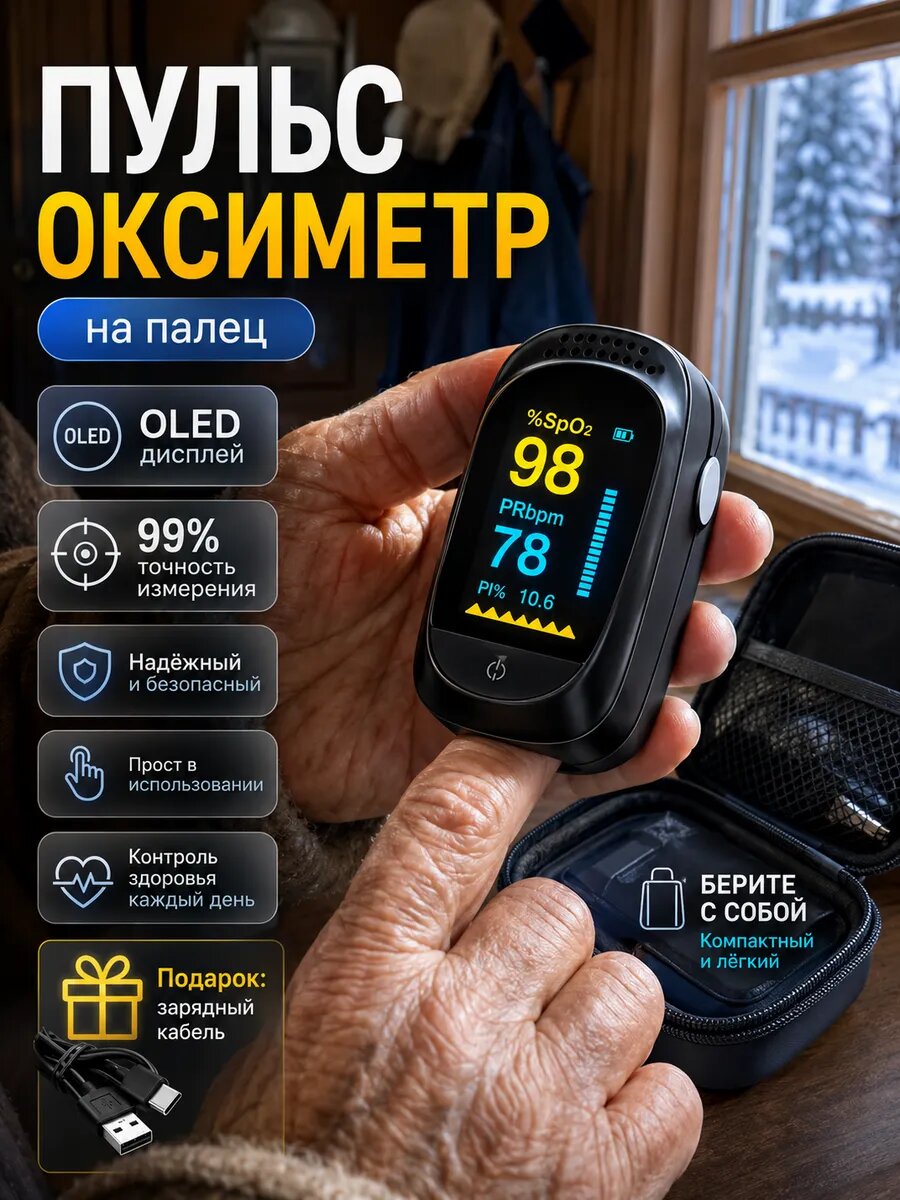 Пульсоксиметр медицинский на палец