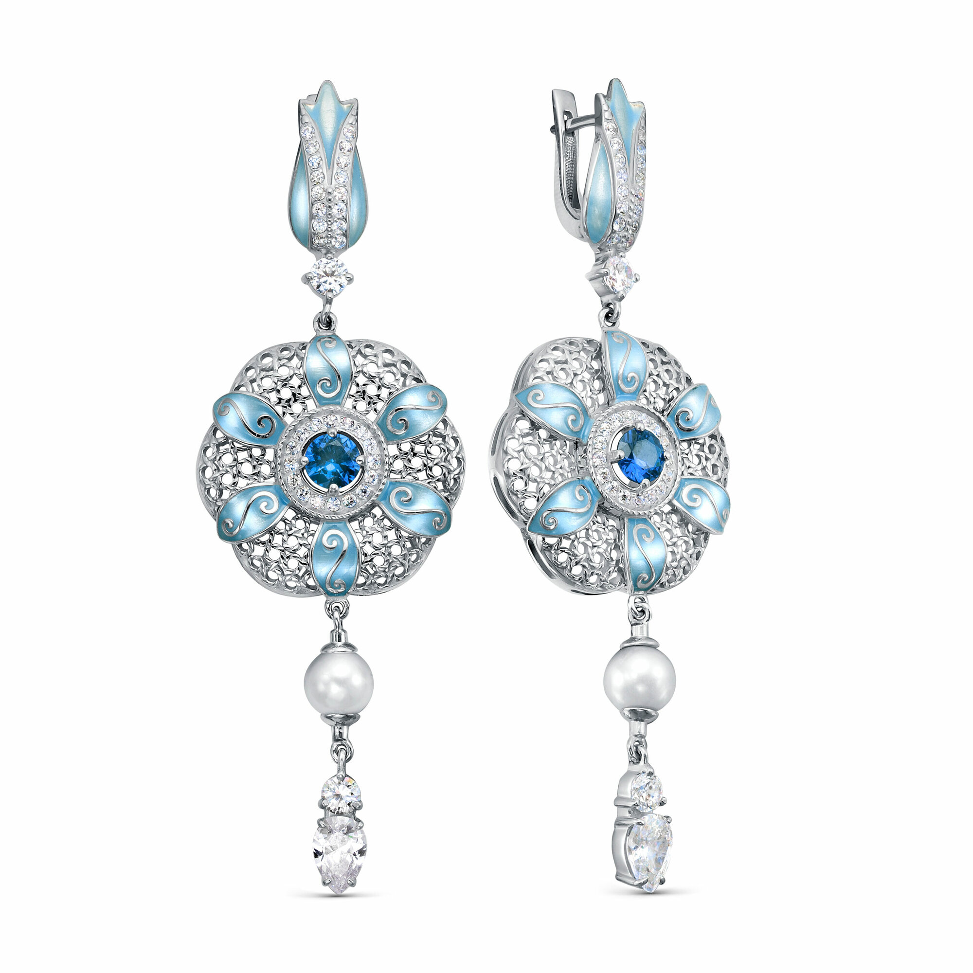 Серьги KABAROVSKY, серебро, 925 проба, фианит