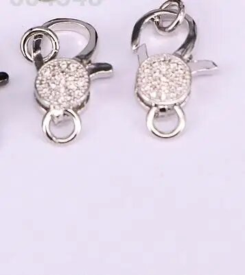 Застежки-лобстер Zyunz Jewelry, 10 шт, медь, микропаве CZ, 8*15 мм Серебряный, Silver Color