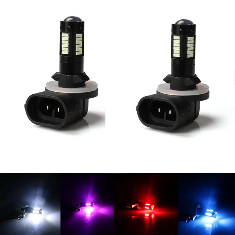 2 шт. белые светодиодные лампы 30-SMD 4014 880 881 889 H27 для замены автомобильных ламп, противотуманных фар, дневных ходовых огней, 12В, желтые, ледяной синий