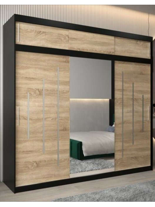 Шкаф-купе МебельЛэнд24 Валмиера NEW - 5А Черный / Дуб Сонома 170x50x240 дуб светлый для одежды трехдверный с 1 зеркалом
