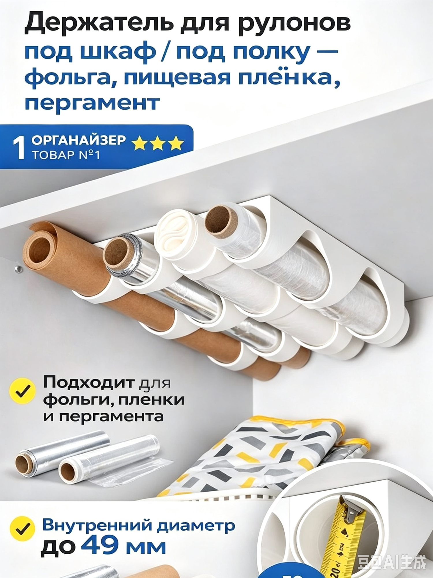Держатель кухонный для фольги и пленки, 25 см х 5.2 см х 5.5 см, 1 шт
