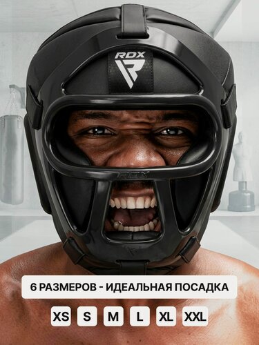 Изображение товара Шлем для бокса закрытый взрослый мужской защитный на липучке чёрный, L