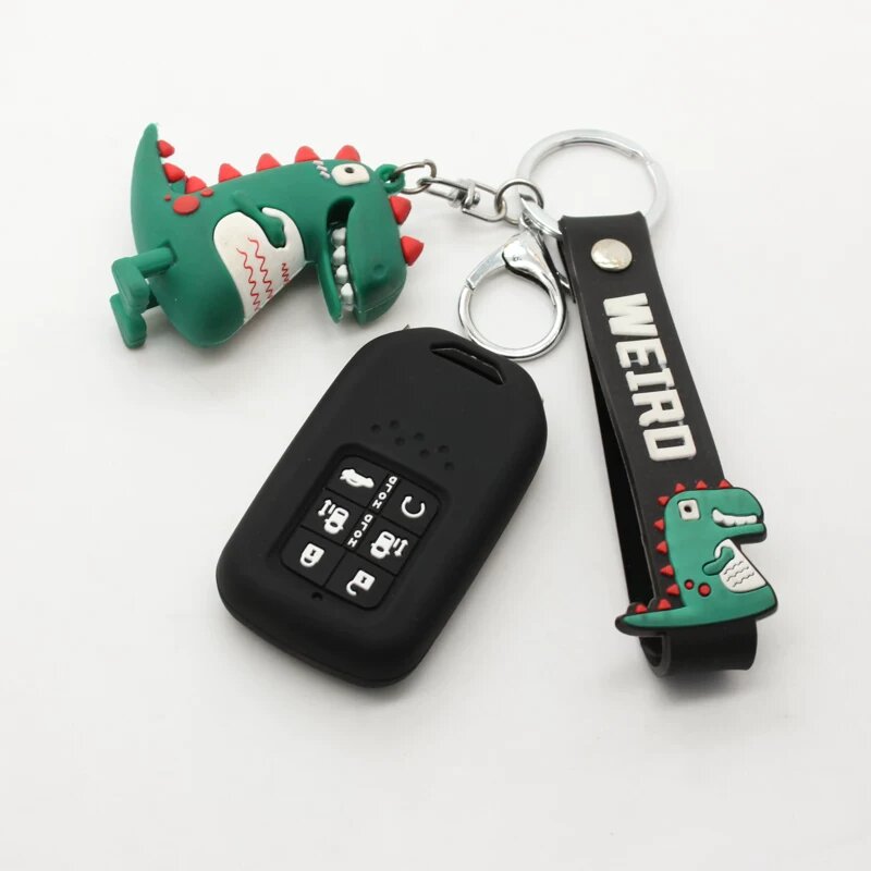 Чехол для ключей Honda Odyssey A-Style 6-кнопочный черный с дизайном динозавра зеленый силиконовый