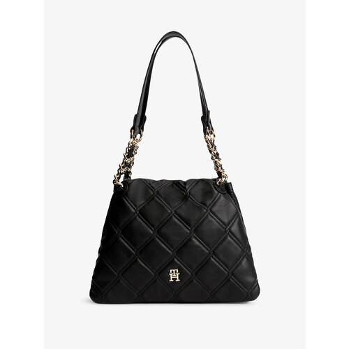 Сумка тоут TOMMY HILFIGER TH Monogram, фактура стеганая, черный