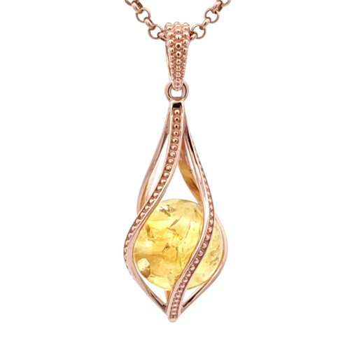 фото Подвеска diamant online, серебро, 925 проба, золочение, янтарь, размер 2.9 см., желтый
