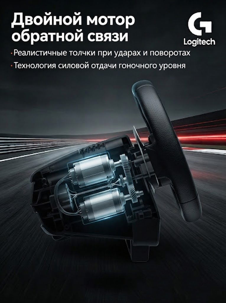 Игровой комплект Руль + педали Logitech G29 Driving Force, для PC, PS4, PS5, Windows — фото 1