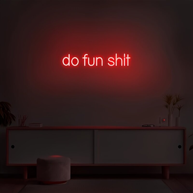Светодиодная неоновая вывеска с надписью "Do Fun Shit", красный цвет, регулируемая яркость, питание от USB, с переключателем, для настенного декора