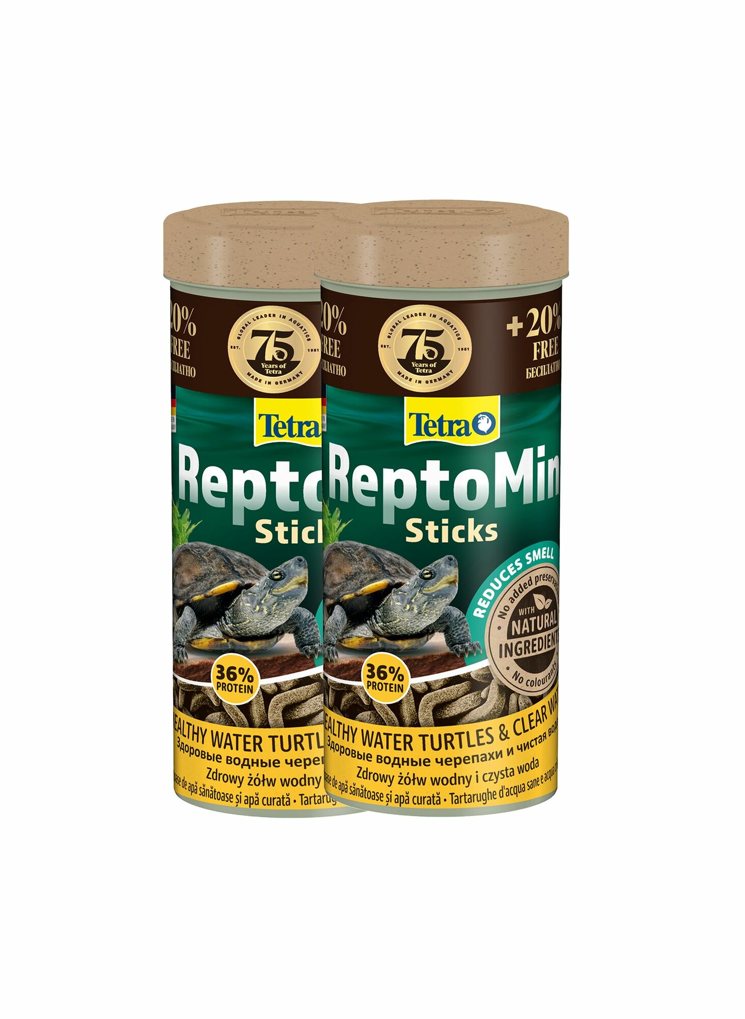 Tetra ReptoMin корм в виде палочек для водных черепах 250+ 50 мл в подарок x 2 шт.