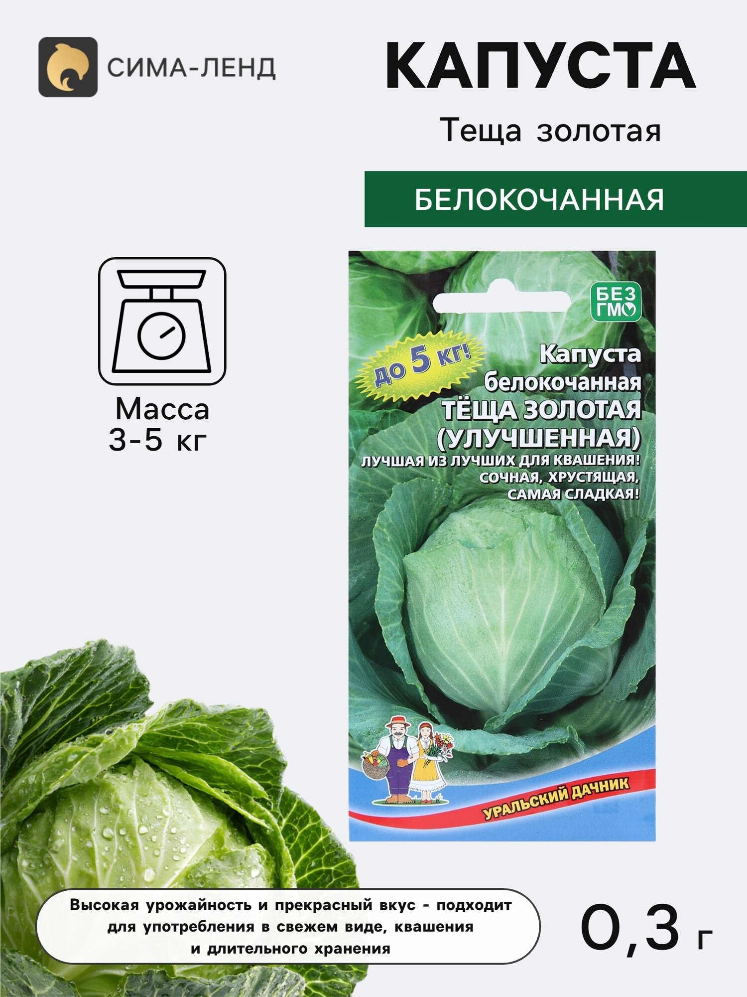Семена Капуста белокочанная Тёща золотая. 10 упаковок