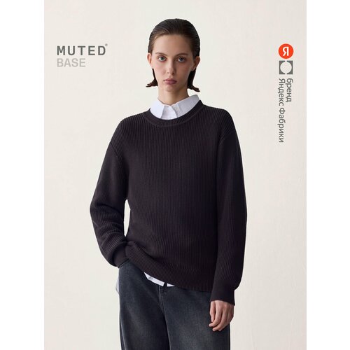 фото Свитер muted base свободного кроя из хлопка, размер 2xs-xs, , темно-серый