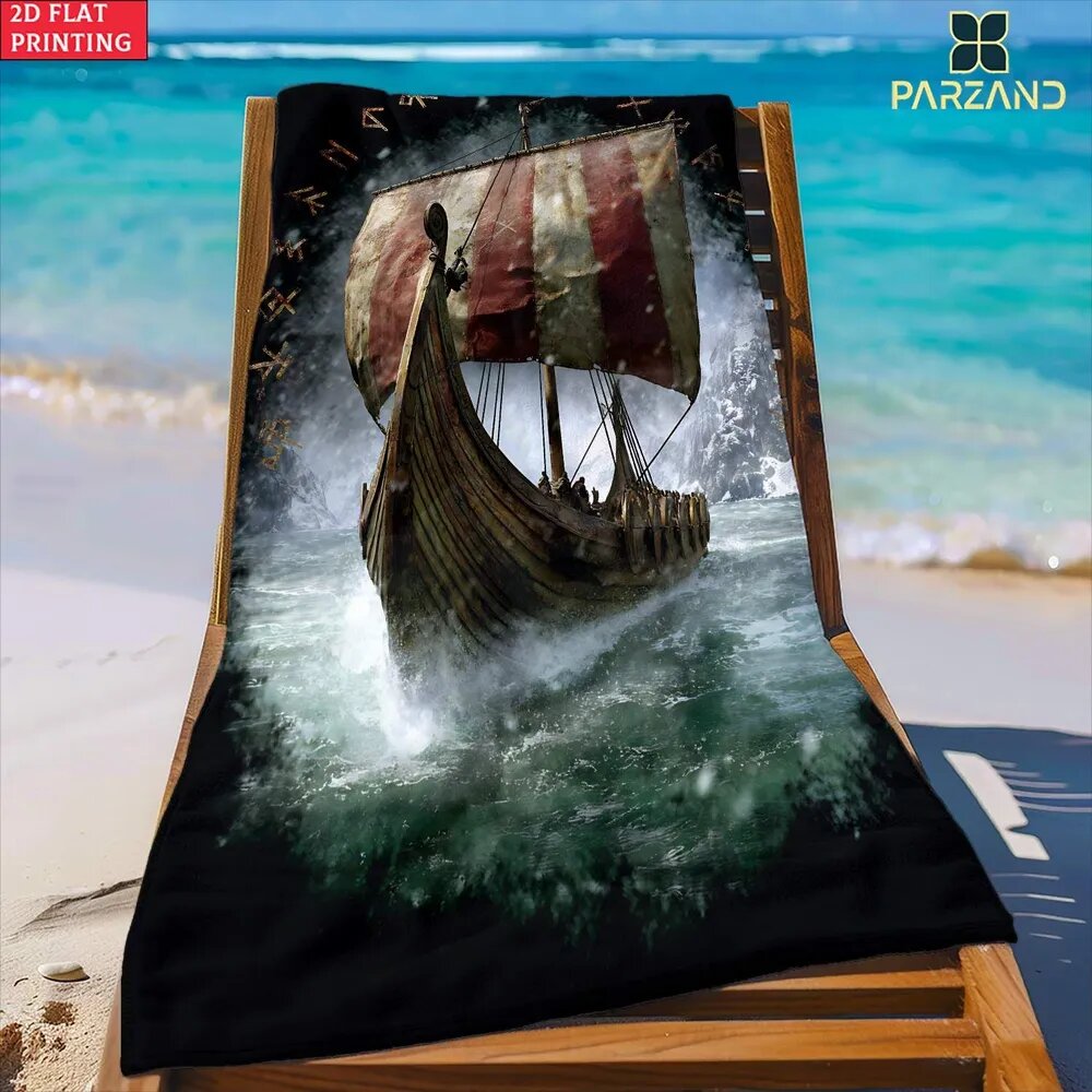 Пляжное полотенце 150x200 см, полиэстер, белый, махровая фактура, 3D-эффект
