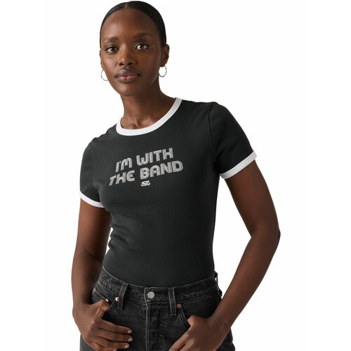фото Футболка levi's women graphic rickie ringer tee, размер s, черный