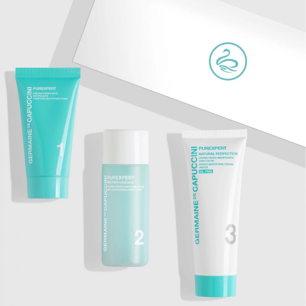 Germaine de Capuccini Набор PurExpert 1-2-3 для жирной кожи: Пенка матирующая + Флюид-эксфолиант + Крем гидроматирующий с тоном