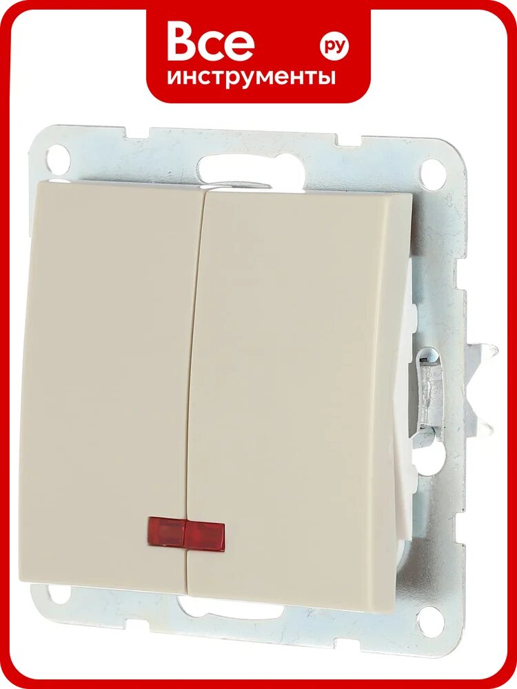 2-клавишный выключатель LK Studio с индикаторами, схема 5L, 16 A, 250 B, бежевый 861201-1