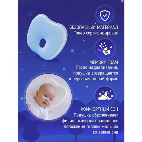 фото Ортопедическая подушка для новорожденных в кроватку бабочка tessolo home