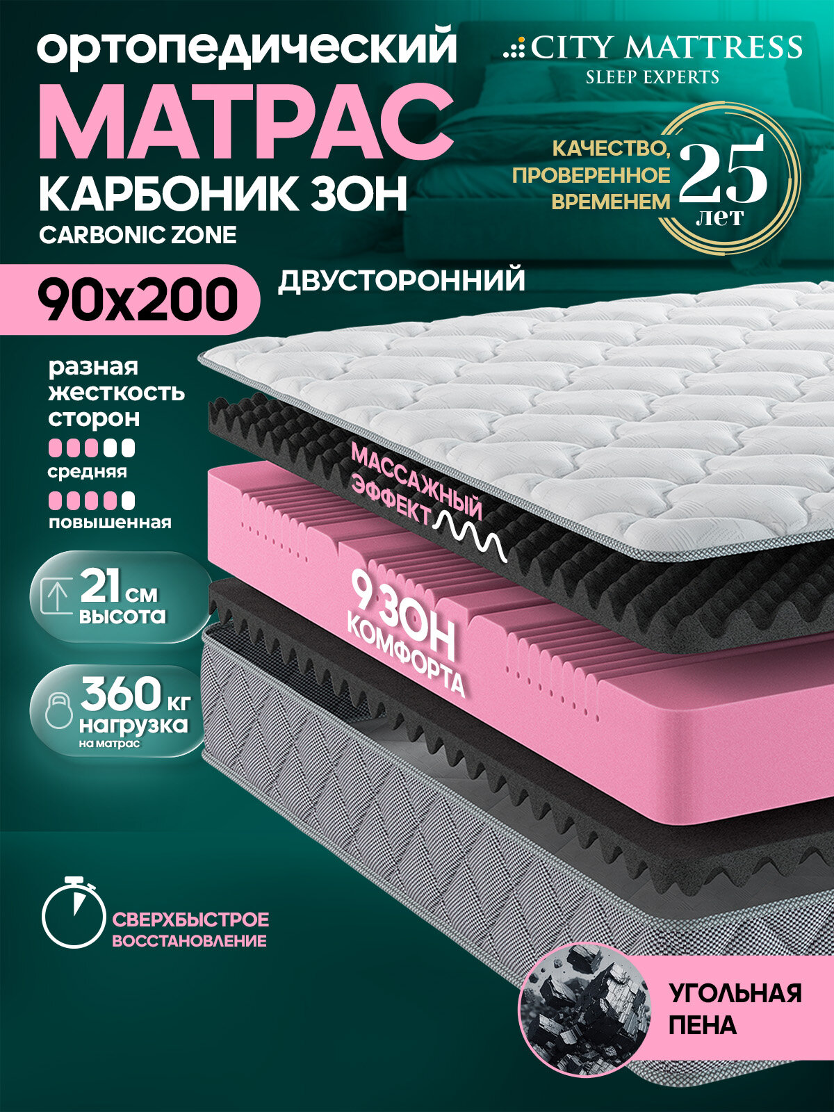 Матрас для кровати беспружинный 90х200