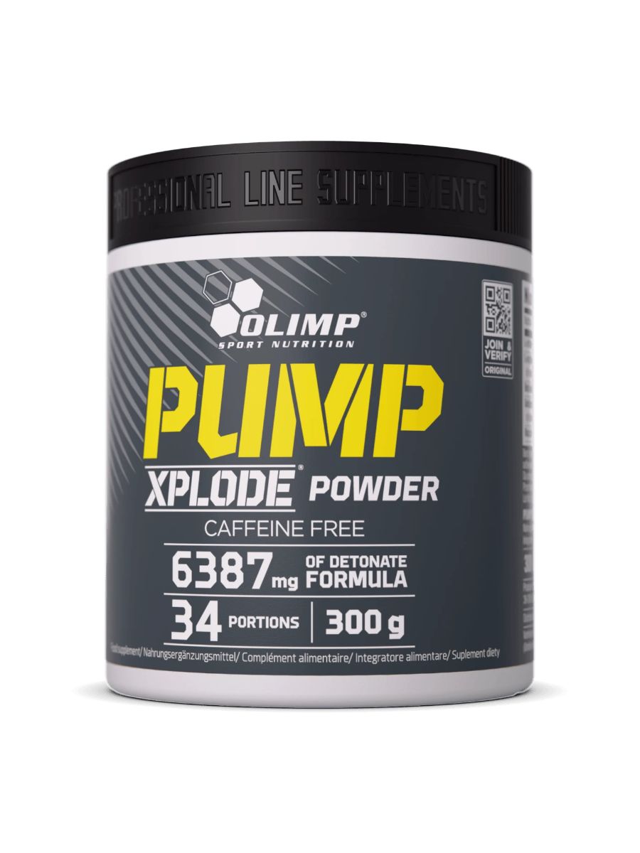 Olimp Sport Nutrition, Pump Xplode, Предтренировочный комплекс без добавления кофеина, порошок 300 г со вкусом фруктового пунша, Спортивное питание для энергии, выносливости и мышц