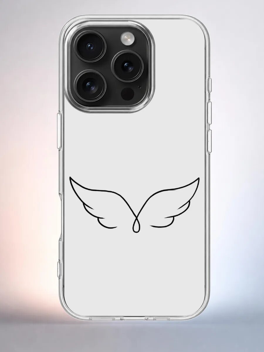 Чехол iPhone 15 Pro крылья ангела минимал силиконовый