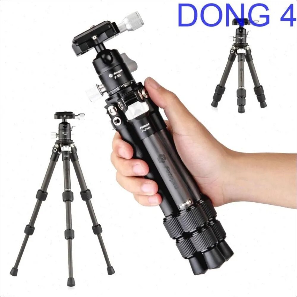 Компактный туристический трипод Fotopro P-2mini+P-2H из углепластика