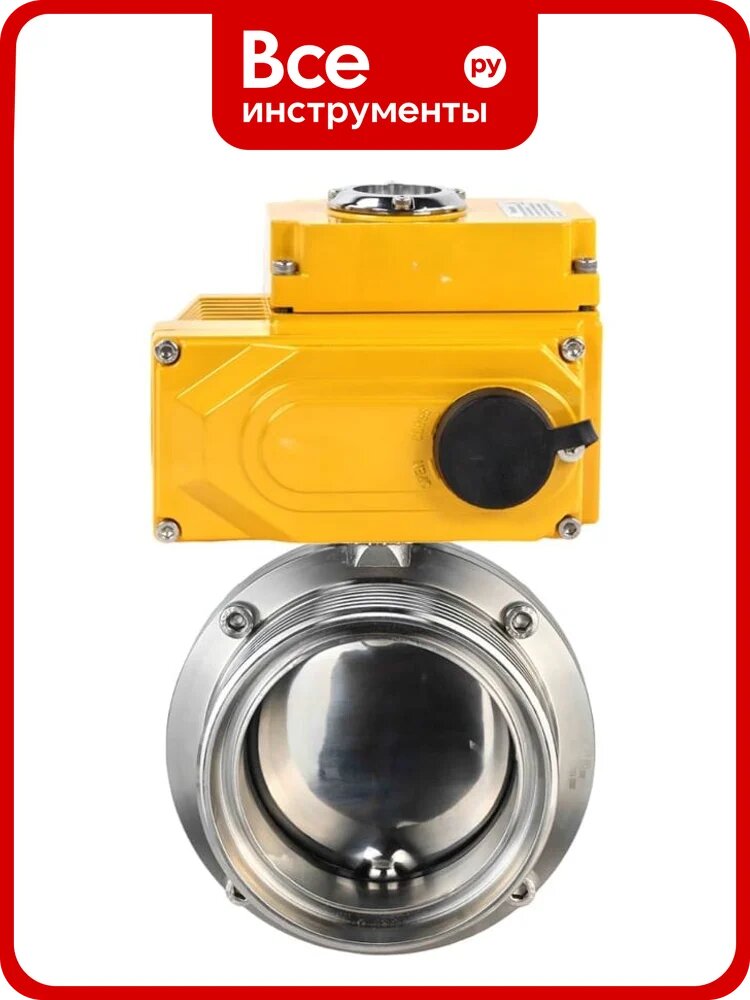 Дисковый затвор DN-ru 304-304-Sil-2W-T-H Ду32 Ру10 пищевая нержавеющая сталь, электропривод 380В D050-73269