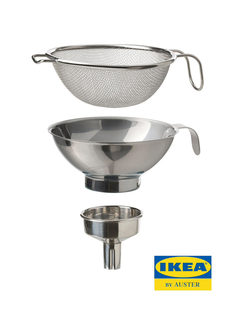 IKEA Сито, 3 предм. изделие из нержавеющей стали серебристого цвета, универсальное для повседневного использования — фото 1