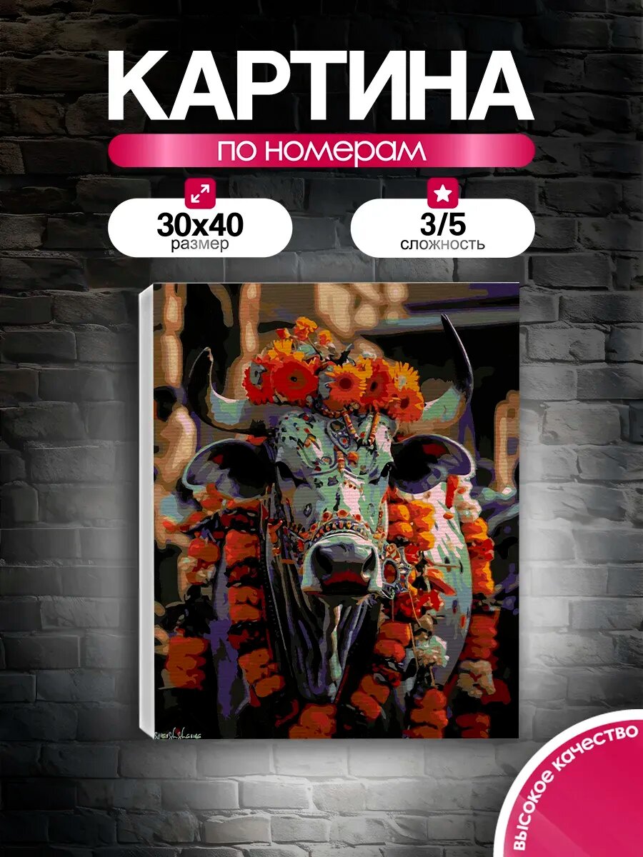 Картина по номерам 30x40 Индийская корова