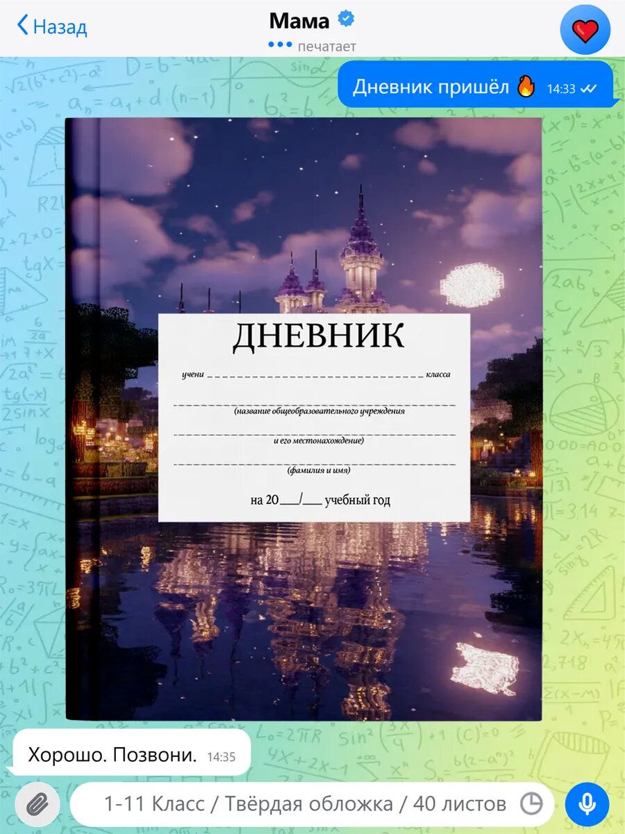 Школьный дневник с принтом Роблокс